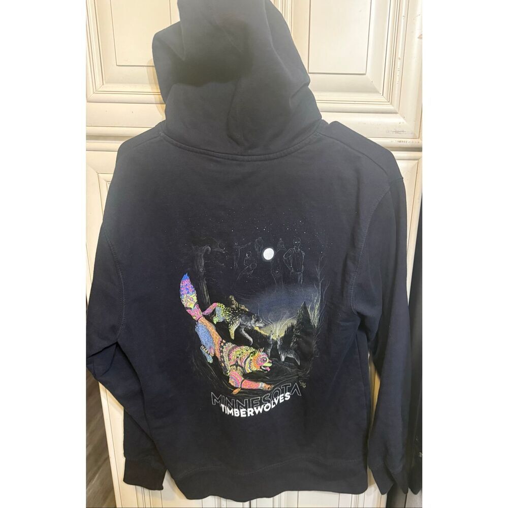 Independent Trading Company Unisex Lobos Graphic Pullover Hoodie Black Sz Medium